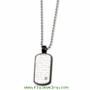 Stainless Steel Black PVD w/ CZ Pendant  24 in. Necklace chain