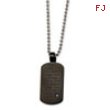 Stainless Steel Black PVD w/ CZ Pendant  24 in. Necklace chain