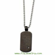 Stainless Steel Black PVD w/ CZ Pendant  24 in. Necklace chain