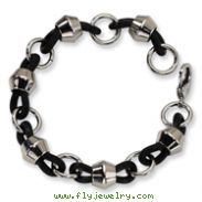 Stainless Steel Black Rubber Bracelet