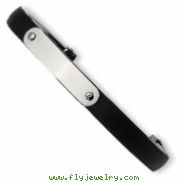 Stainless Steel Black Rubber Hinged Bangle