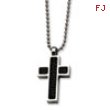 Stainless Steel Black Stingray Cross Pendant 24in Necklace chain