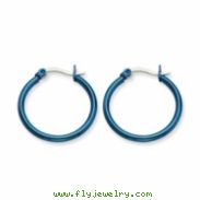 Stainless Steel Blue 26mm Hoop Earrings