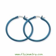 Stainless Steel Blue 32mm Hoop Earrings