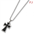 Stainless Steel Carbon Fiber Cross Necklace chain