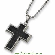 Stainless Steel Carbon Fiber Cross Necklace chain