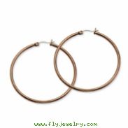 Stainless Steel Chocolate-plated 49.5mm Hoop Earrings