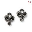 Stainless Steel Cross w/ CZ Antique Post Earrings