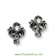 Stainless Steel Cross w/ CZ Antique Post Earrings