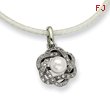 Stainless Steel Cultured Pearl & Cubic Zirconia Pendant