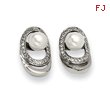 Stainless Steel Cultured Pearl & CZ Earrings