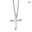 Stainless Steel CZ Cross Pendant 22in Necklace chain
