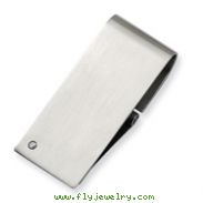 Stainless Steel Diamond Accent Money Clip