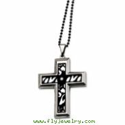 Stainless Steel Fancy Cross w/ CZ 24in Necklace chain