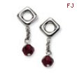 Stainless Steel Garnet Swarovski Crystal Post Dangle Earrings
