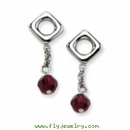 Stainless Steel Garnet Swarovski Crystal Post Dangle Earrings