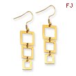 Stainless Steel Gold Color IP-plated Rectangle Dangle Earrings