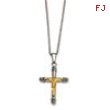 Stainless Steel Gold IPG Crucifix Pendant 22in Necklace chain