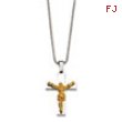 Stainless Steel Gold IPG Crucifix Pendant 22in Necklace chain