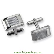 Stainless Steel Grey Carbon Fiber Rectangle Cuff Links