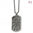 Stainless Steel Grey Carbon Fiber Spider Web Dog Tag 24in Necklac chain