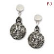 Stainless Steel Heart Cutouts Puffed Circle Post Dangle Earrings