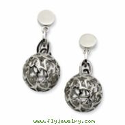 Stainless Steel Heart Cutouts Puffed Circle Post Dangle Earrings