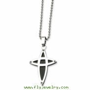 Stainless Steel IP Black Plated Cross Pendant 22in Necklace chain