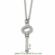 Stainless Steel Key with CZ 24in Necklace chain