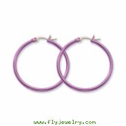 Stainless Steel Pink 32mm Hoop Earrings