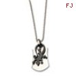 Stainless Steel Polished & Black Textured Pendant  24 in. Necklace chain