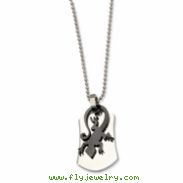 Stainless Steel Polished & Black Textured Pendant  24 in. Necklace chain