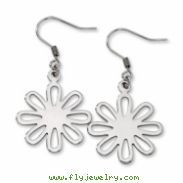 Stainless Steel Polished Large Flower Dangle Earrings