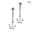 Stainless Steel Polished Stars w/ CZ Post Dangle Earrings