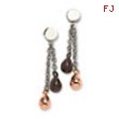 Stainless Steel Rose Gold & Brown Teardrops Dangle Post Earrings