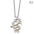 Stainless Steel Satin Dragon w/ CZ Pendant 22in Necklace chain