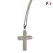 Stainless Steel Satin w/ CZs Cross Pendant 22in Necklace chain