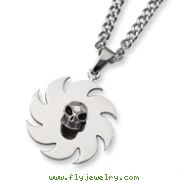 Stainless Steel Saw Blade with Skull Necklace
