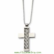 Stainless Steel Silver Inlay Cross 24in Necklace chain