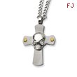 Stainless Steel Skull On Cross Necklace