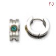 Stainless Steel Teal CZ Stone & Gold-plated Hinged Hoop Earrings