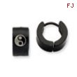 Stainless Steel Yin Yang Black Plated Hinged Hoop Earrings