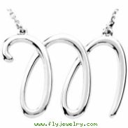 Sterling M Silver Fashion Script Initial Necklace