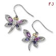 Sterling Silver & 14K Amethyst and Iolite and Diamond Dragonfly Earrings