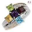 Sterling Silver & 14k Five-stone and Diamond Mother's Semi-Mount Ring