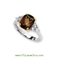 Sterling Silver & 14K Gold  Smokey Quartz And White Topaz Ring