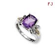 Sterling Silver & 14K Gold Amethyst And Diamond Ring