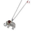 Sterling Silver & 14K Gold Garnet And Diamond Elephant Necklace