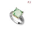 Sterling Silver & 14K Gold Green Amethyst and Diamond