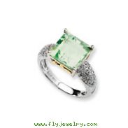 Sterling Silver & 14K Gold Green Amethyst and Diamond